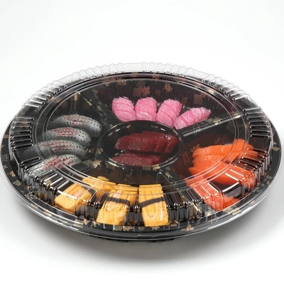 한 번 5개의 추가 포장 상자 Japanese Bento Box Round Sushi Box 커버가 있는 플라스틱 상자