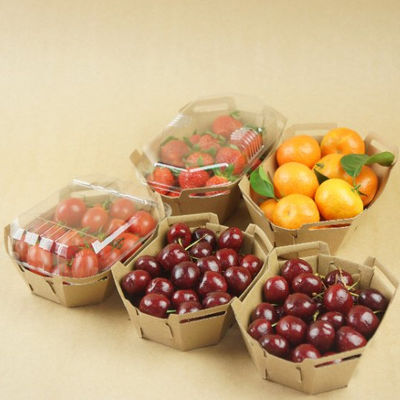 PET Lid와 재활용할 수 있는 350gsm 크라프트 지 과일 트레이