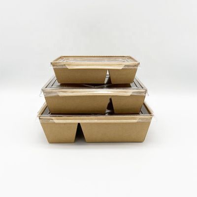 Kraft 종이는 투명한 뚜껑을 가진 처분할 수 있는 음식 콘테이너를 나릅니다