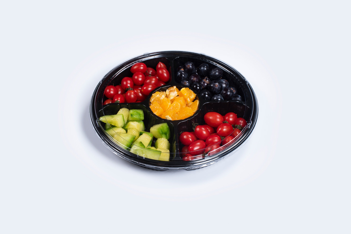 FDA/EU 둥근 / 직사각형 / 배 모양 플라스틱 식품 포장 스시 상자 안티 안개 뚜??