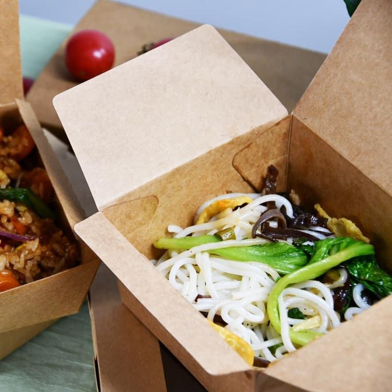 음식용 크라프트 종이 포장 상자, 친환경 맞춤형 일회용 테이크아웃 포장 상자