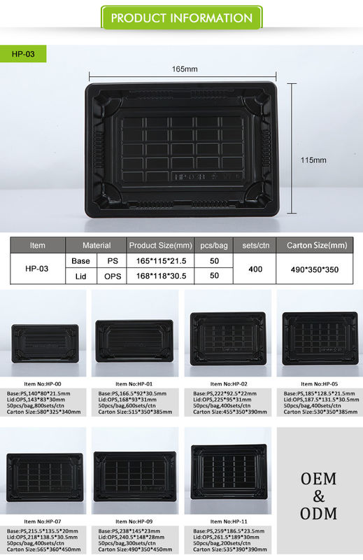 반대 안개 Lid와 재활용할 수 있는 버릴 수 있는 플라스틱 회초밥 트레이 OEM