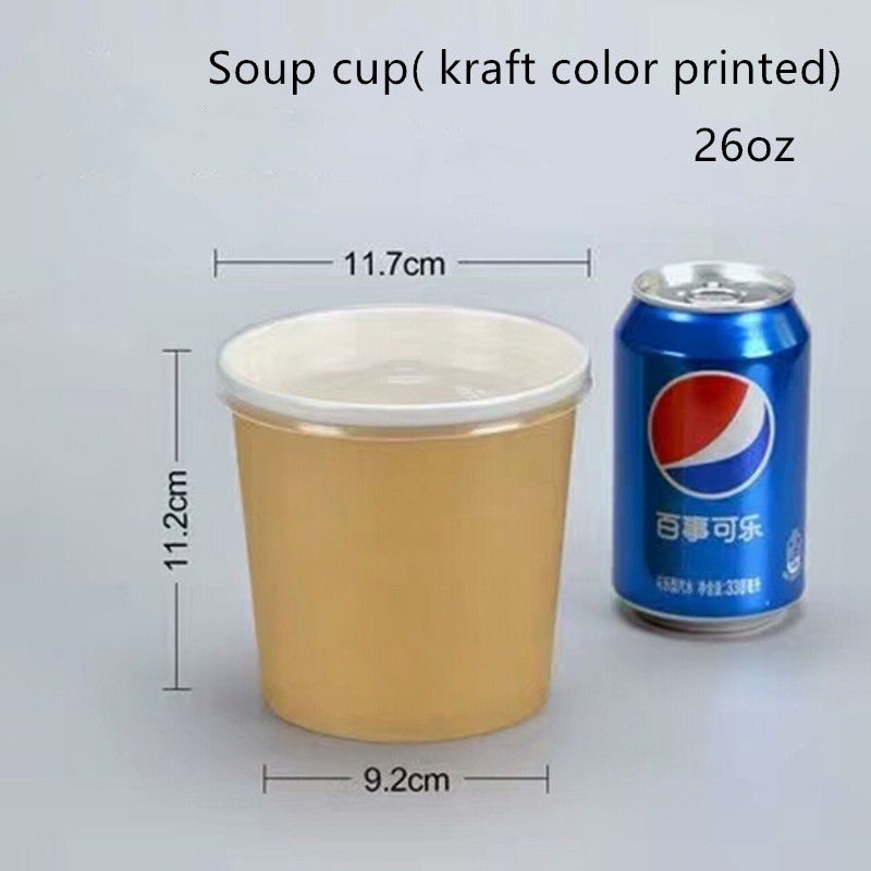 저항한 수분 갈색인 크라프트지 아이스크림은 투명성 덮개로 잔 모양으로 만듭니다