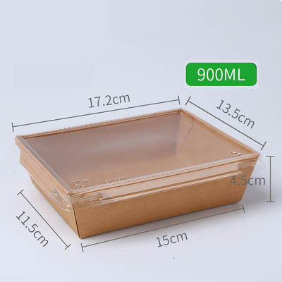 뚜껑을 가진 샐러드 애완 동물 뚜껑 직사각형 Kraft 종이 처분할 수 있는 음식 콘테이너