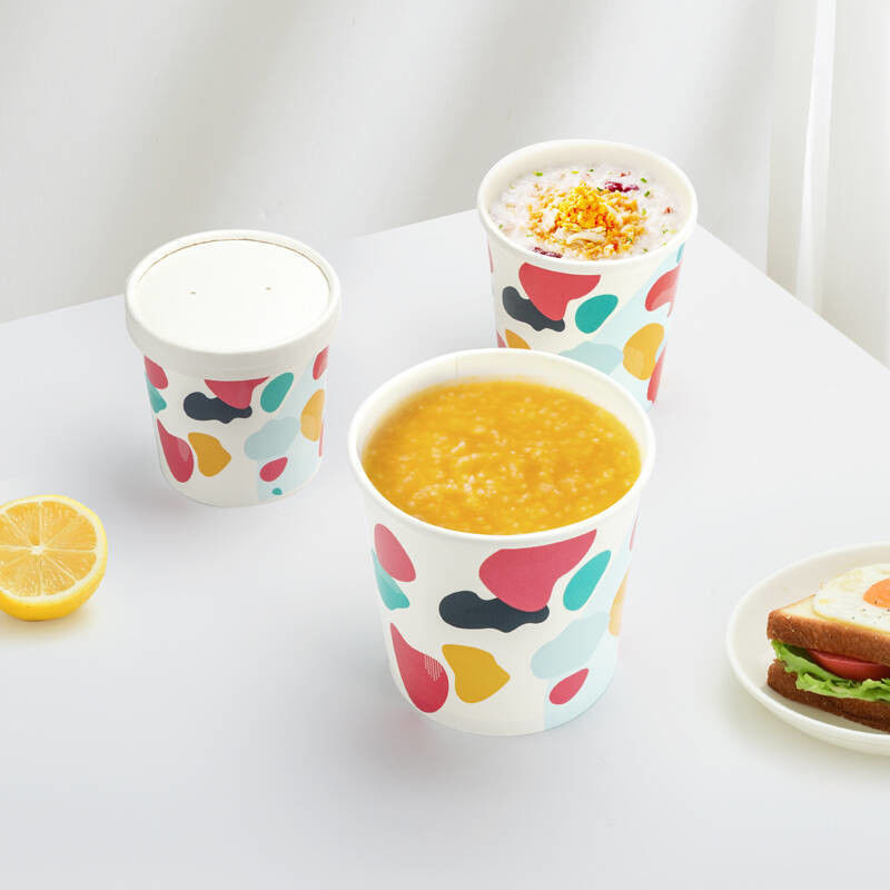 표면 본을 가진 OEM 처분할 수 있는 플라스틱 뚜껑 Kraft 종이 수프 그릇