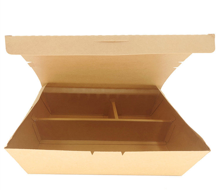 격실에 처분할 수 있는 Kraft 종이 생물 분해성 테이크아웃 용기