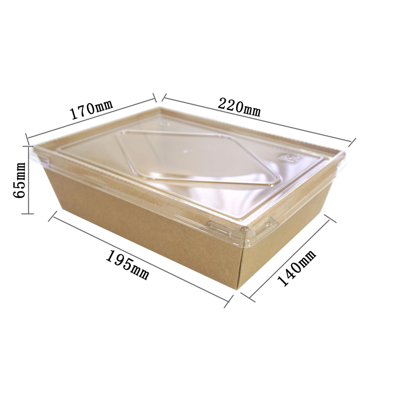 직사각형 샐러드 Kraft 도시락 처분할 수 있는 생물 분해성 500ml - 2100ml